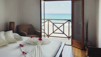 Dupleks, 2 kamar tidur, pemandangan pantai | 2 kamar tidur, brankas, setrika/meja setrika, dan Wi-Fi gratis