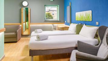 Desk, free WiFi, bed sheets