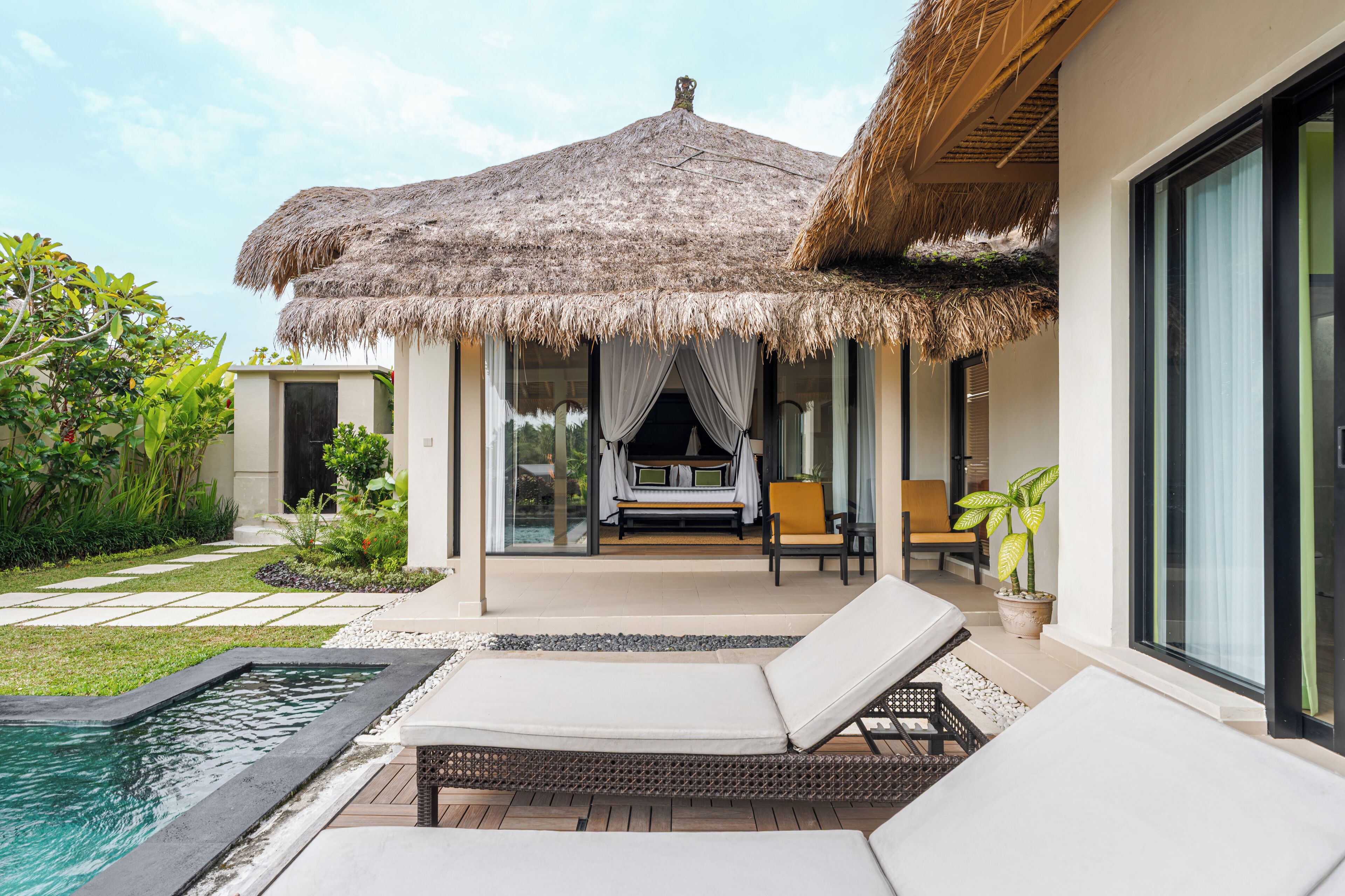 2-Bedroom Rice Terrace Pool Villa | Living area | 24-inch LED TV with satellite channels, TV