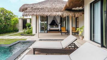 2-Bedroom Rice Terrace Pool Villa | Living area | 24-inch LED TV with satellite channels, TV