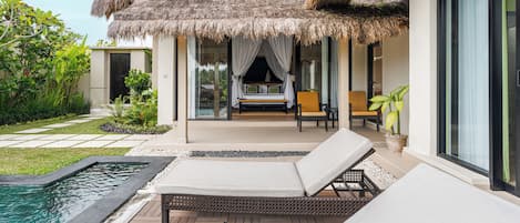 2-Bedroom Rice Terrace Pool Villa | Living area | 24-inch LED TV with satellite channels, TV