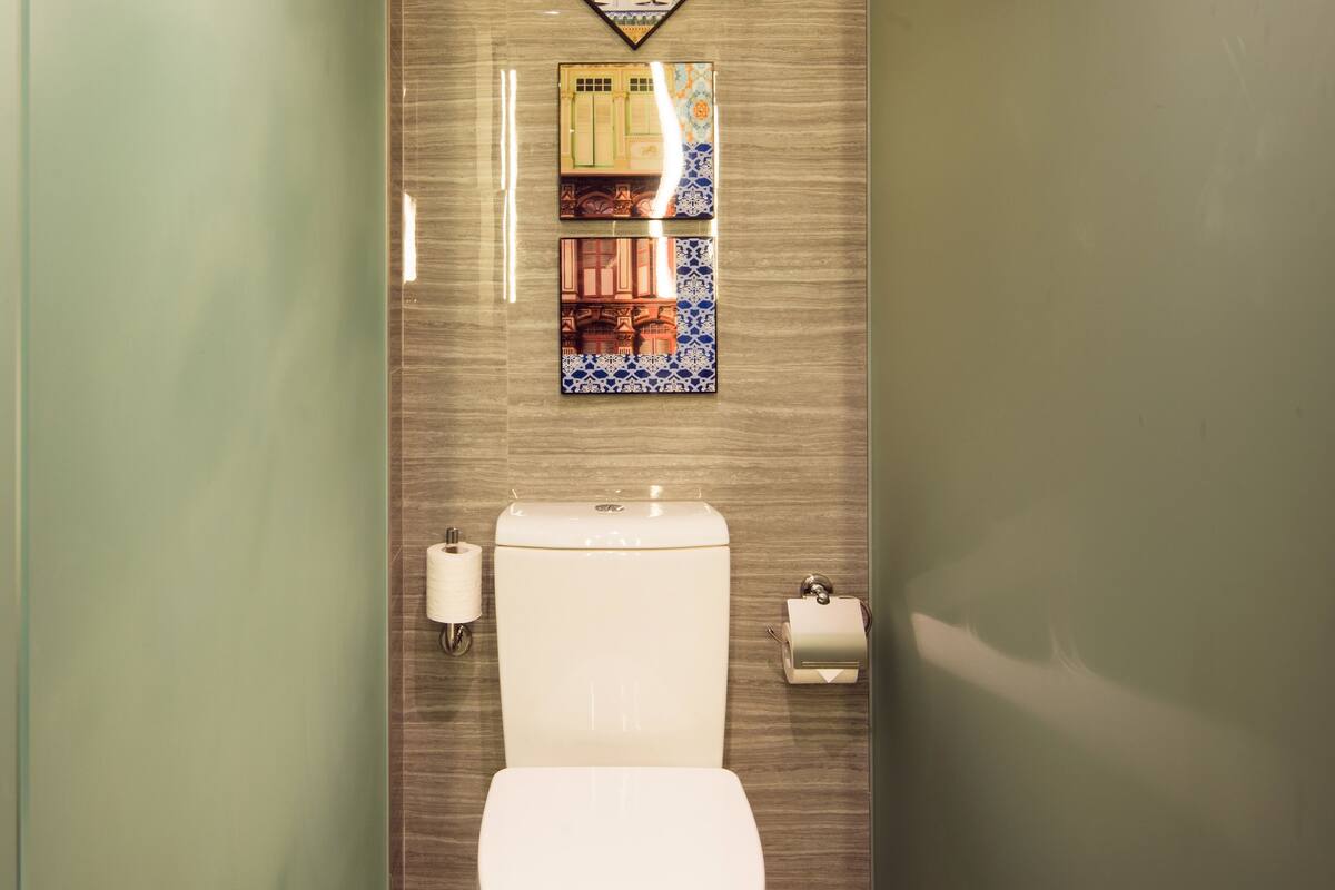 shower, eco-friendly toiletries, hair dryer, slippers