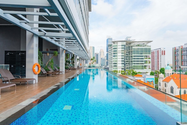 Outdoor pool, sun loungers