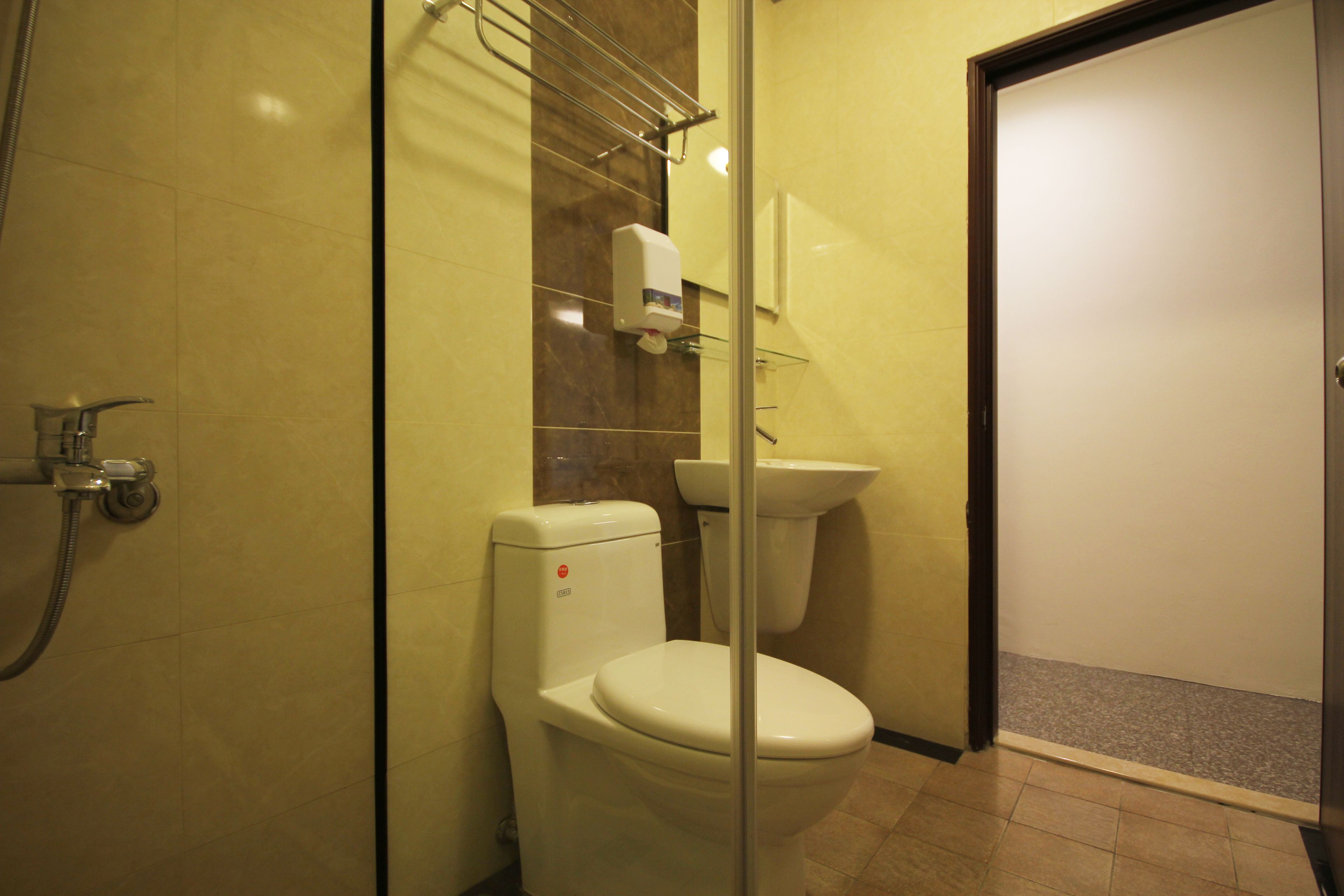 quadruple room | bathroom | shower, hair dryer, slippers, towels