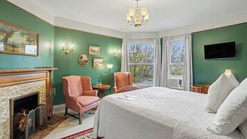 The Crosby Fireplace Room | Premium bedding, blackout drapes, iron/ironing board (on request)