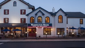 A hotel with a prominent sign reading "Washington House Hotel and Restaurant." - Washington House Hotel (Sellersville)