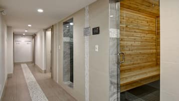 Guests can access change rooms via a clear path, equipped with a security intercom system.