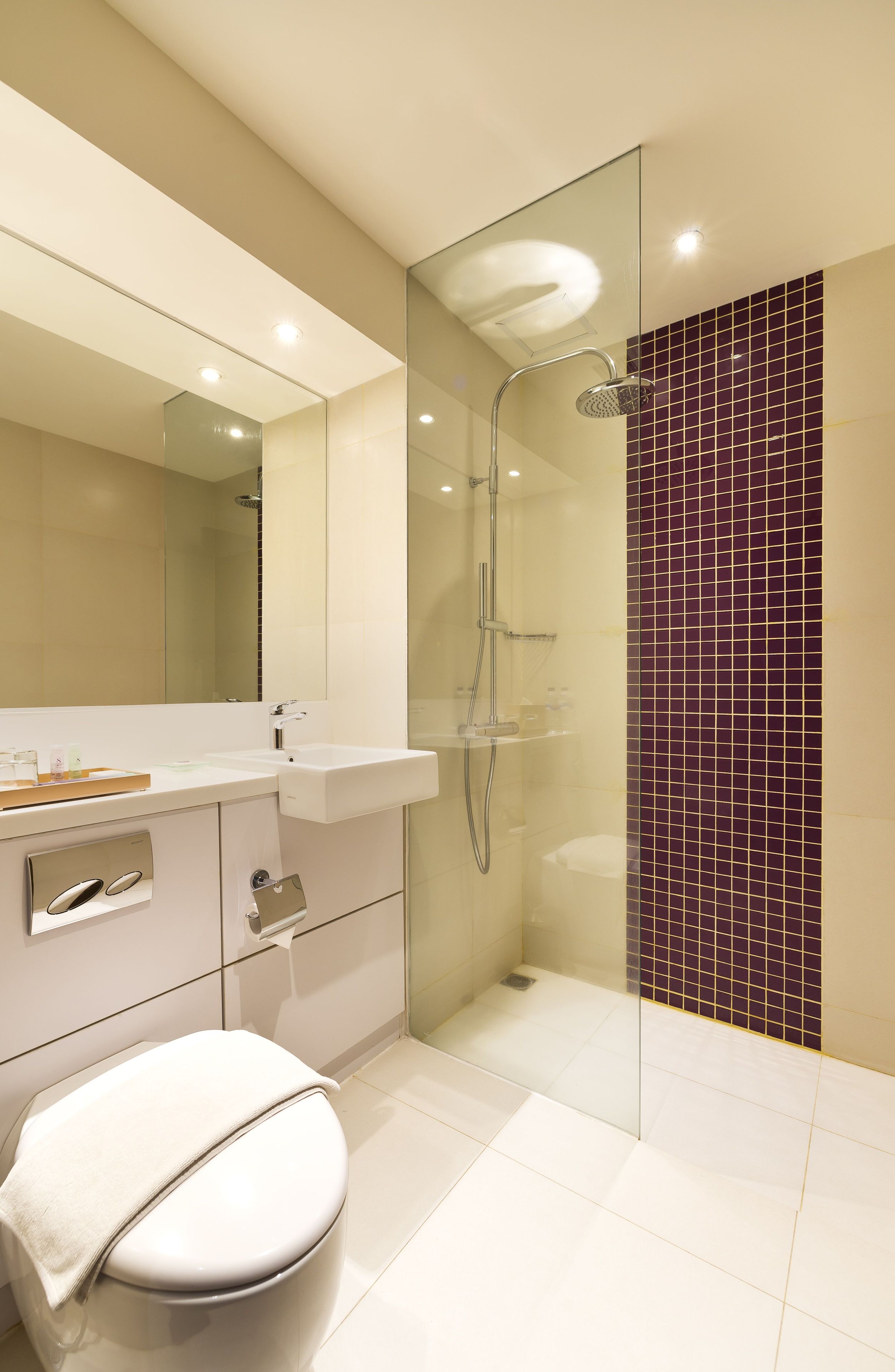 shower, free toiletries, bathrobes, slippers