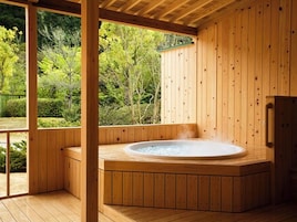 Suite, Non Smoking (with open-air bath) | Bathroom | Hair dryer, slippers, electronic bidet, towels