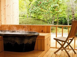 Suite, Non Smoking (with open-air bath) | Bathroom | Hair dryer, slippers, electronic bidet, towels