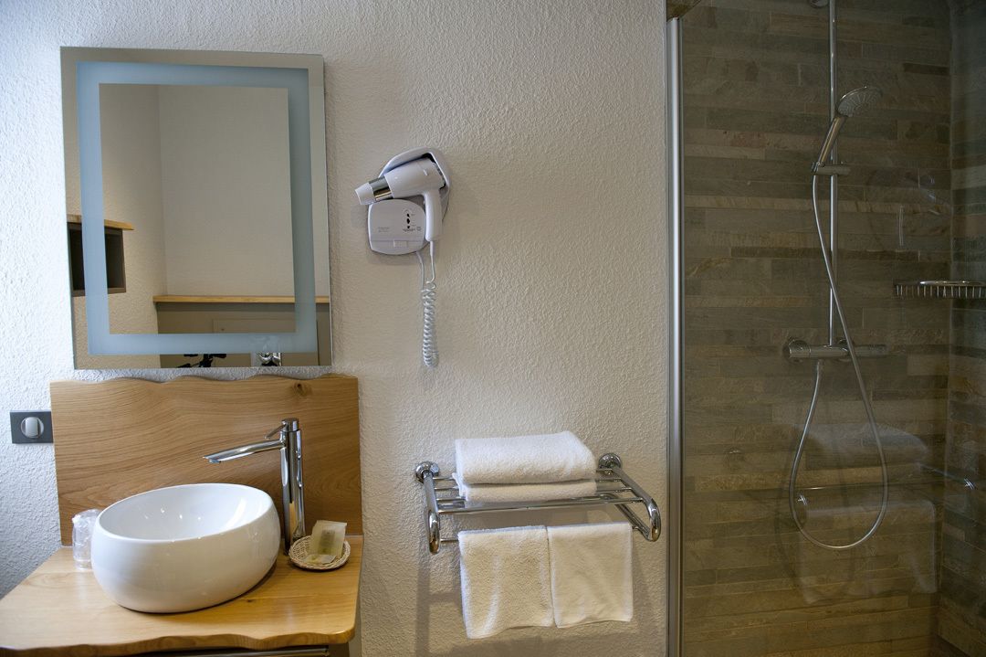 superior double room | bathroom amenities | shower, free toiletries, hair dryer, towels