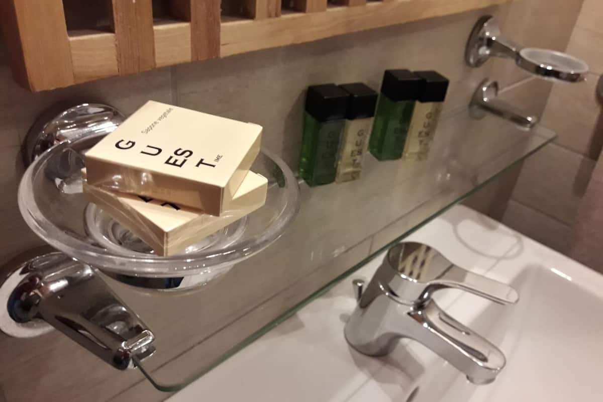 shower, free toiletries, hair dryer, bathrobes