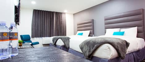 Chambre Standard, 2 grands lits, coin cuisine