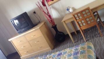 Desk, blackout curtains, iron/ironing board, free WiFi