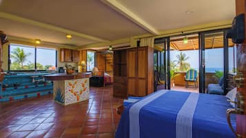 Departamento panorámico, Terraza, vista al océano (Camelia) | 1 habitación y caja de seguridad en la habitación