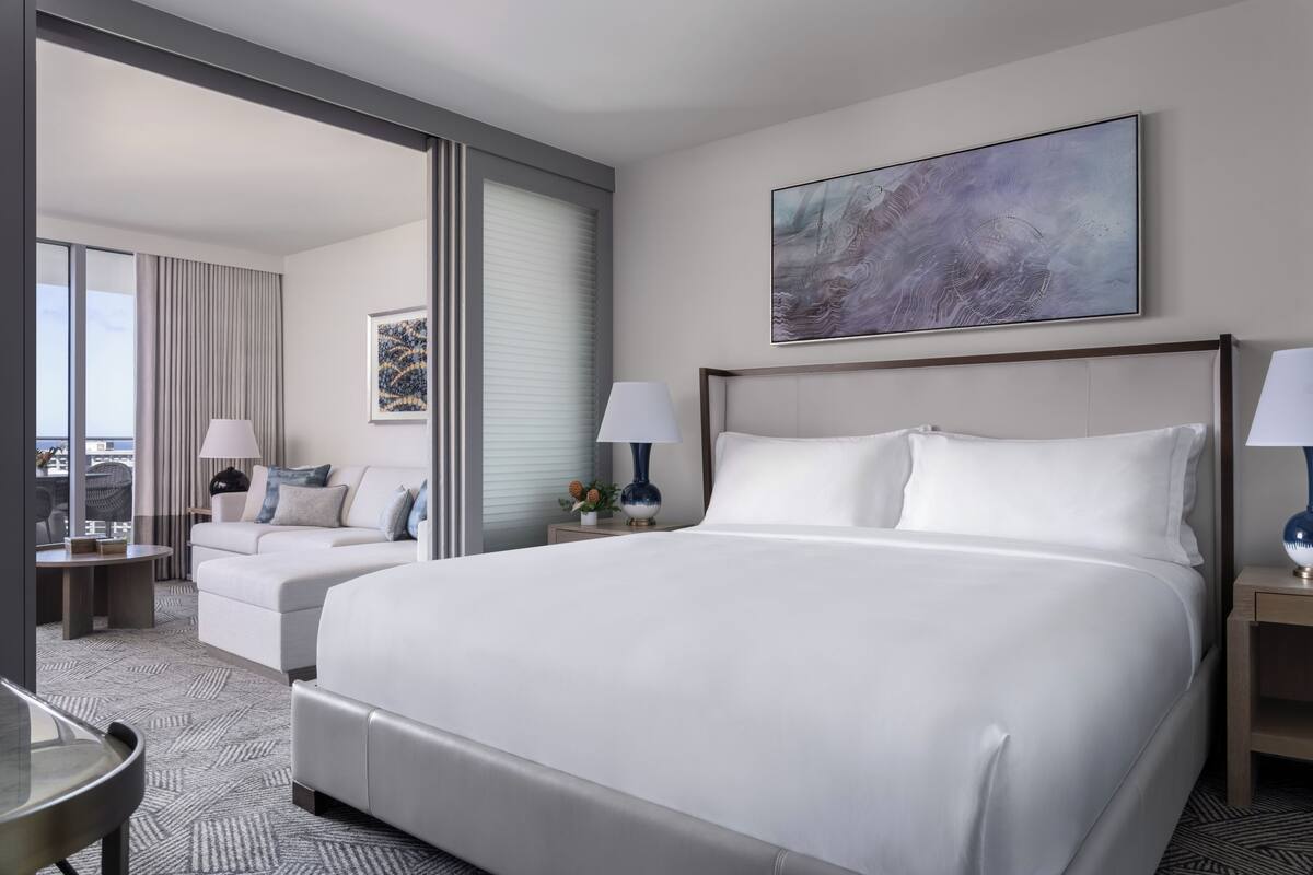 Deluxe Suite, 1 Bedroom, Ocean View | Hypo-allergenic bedding available, in-room safe, desk, blackout drapes
