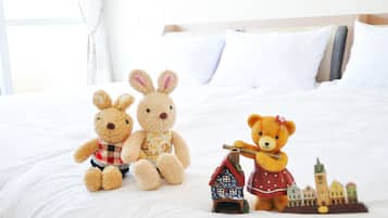 Premium bedding, desk, free WiFi, bed sheets