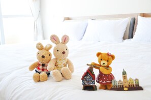 Premium bedding, desk, free WiFi, bed sheets