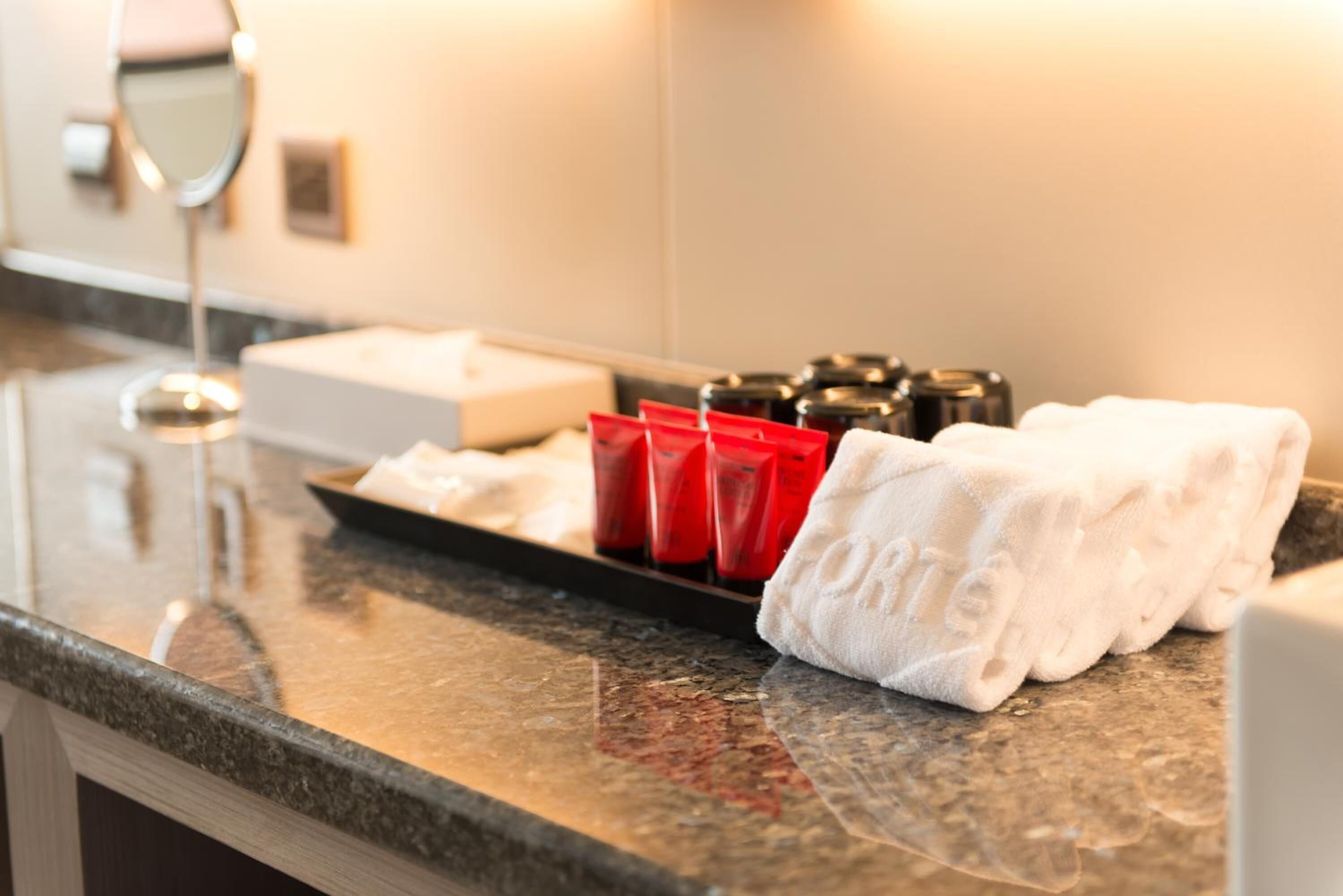 hair dryer, slippers, towels