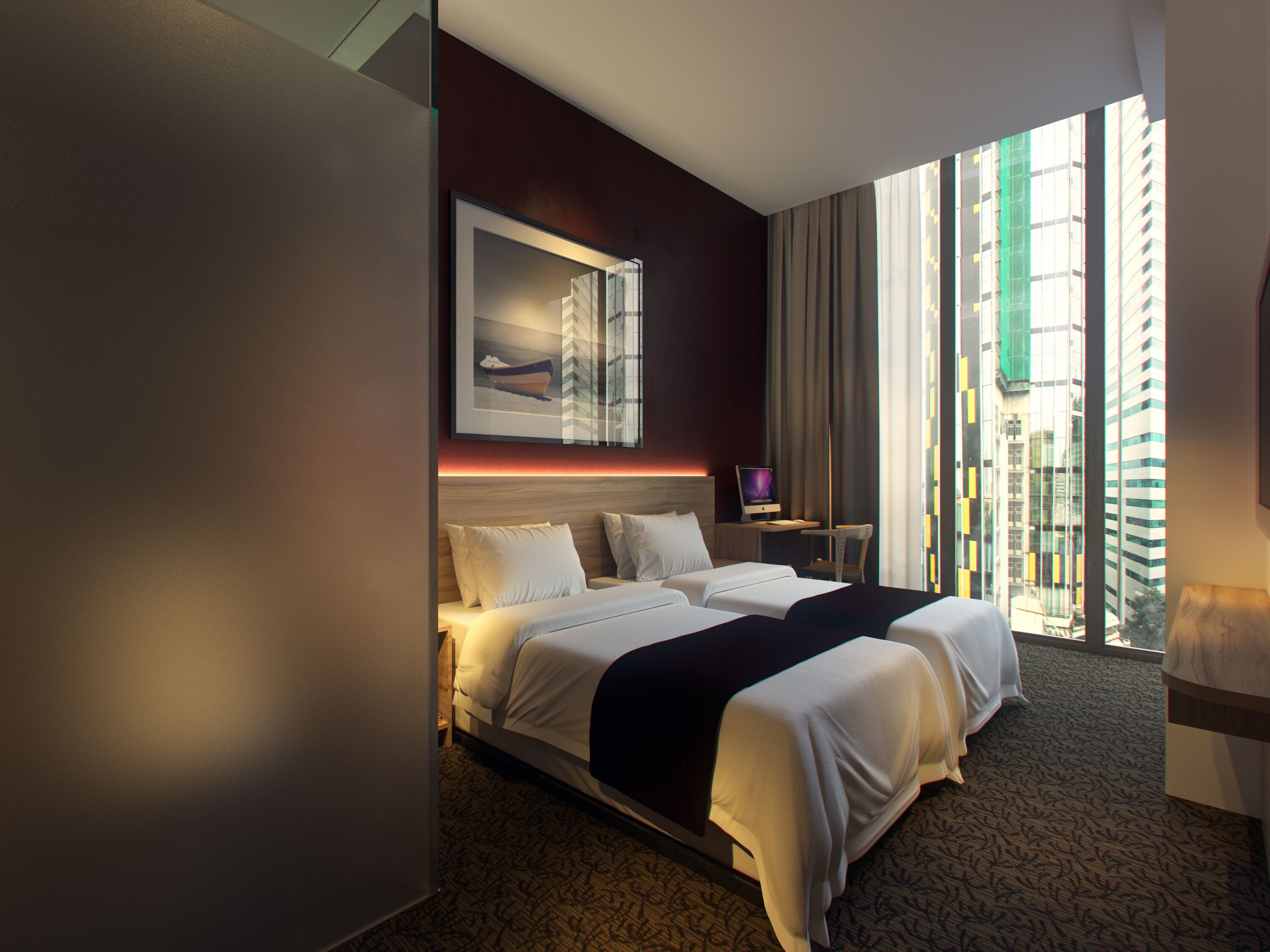 迷你吧贈品、房內夾萬、書桌、隔音