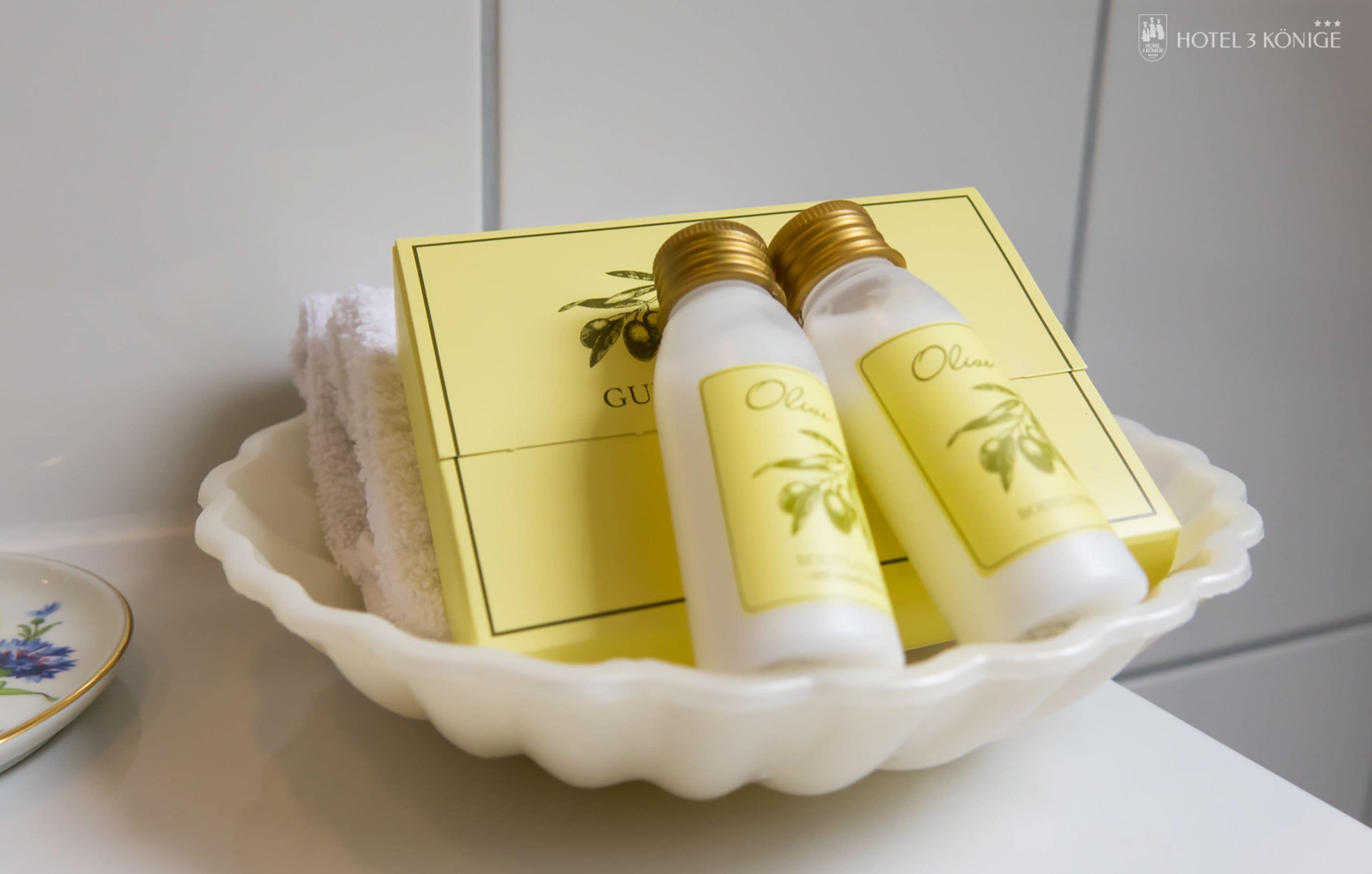 free toiletries, hair dryer, towels