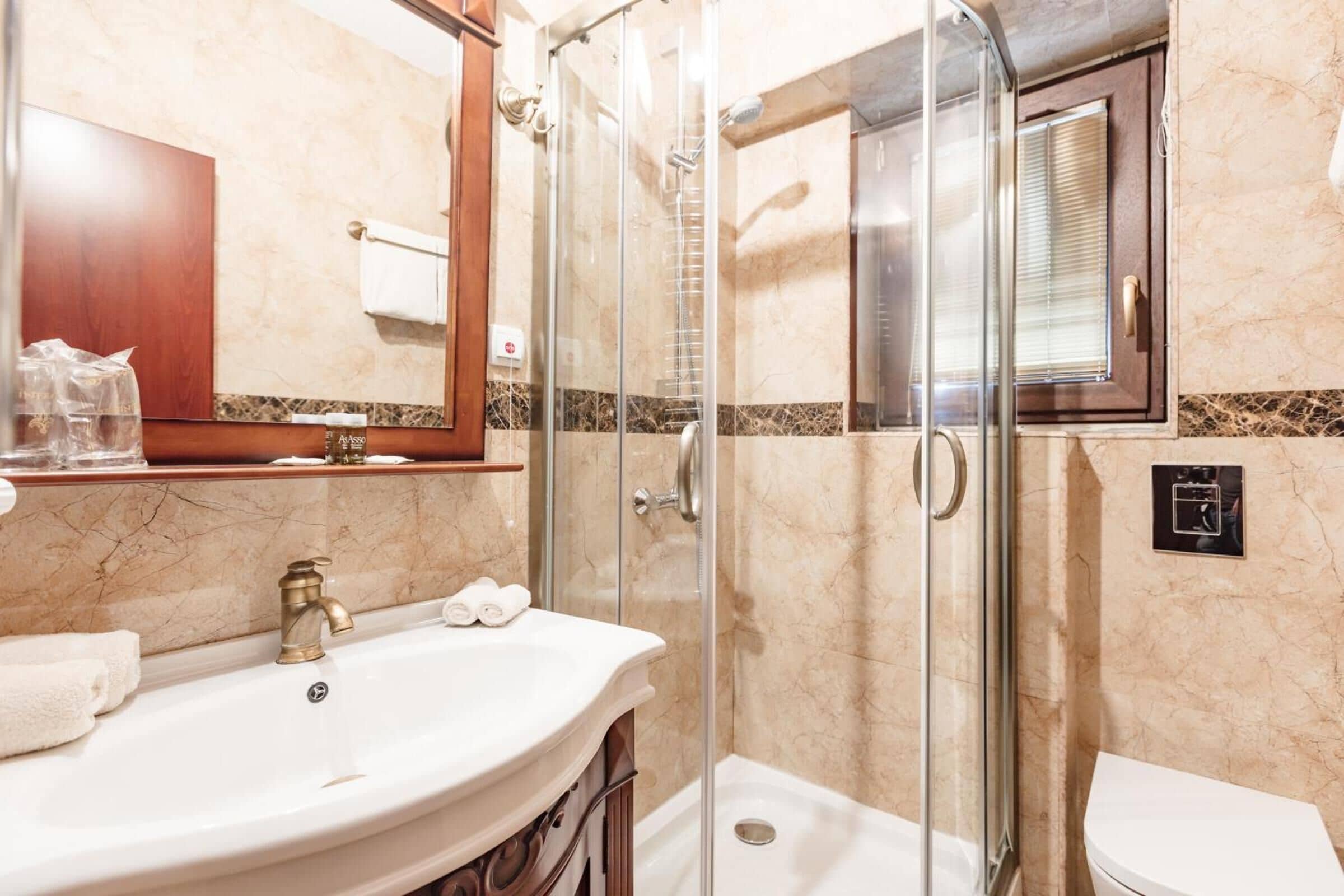 shower, free toiletries, hair dryer, bathrobes