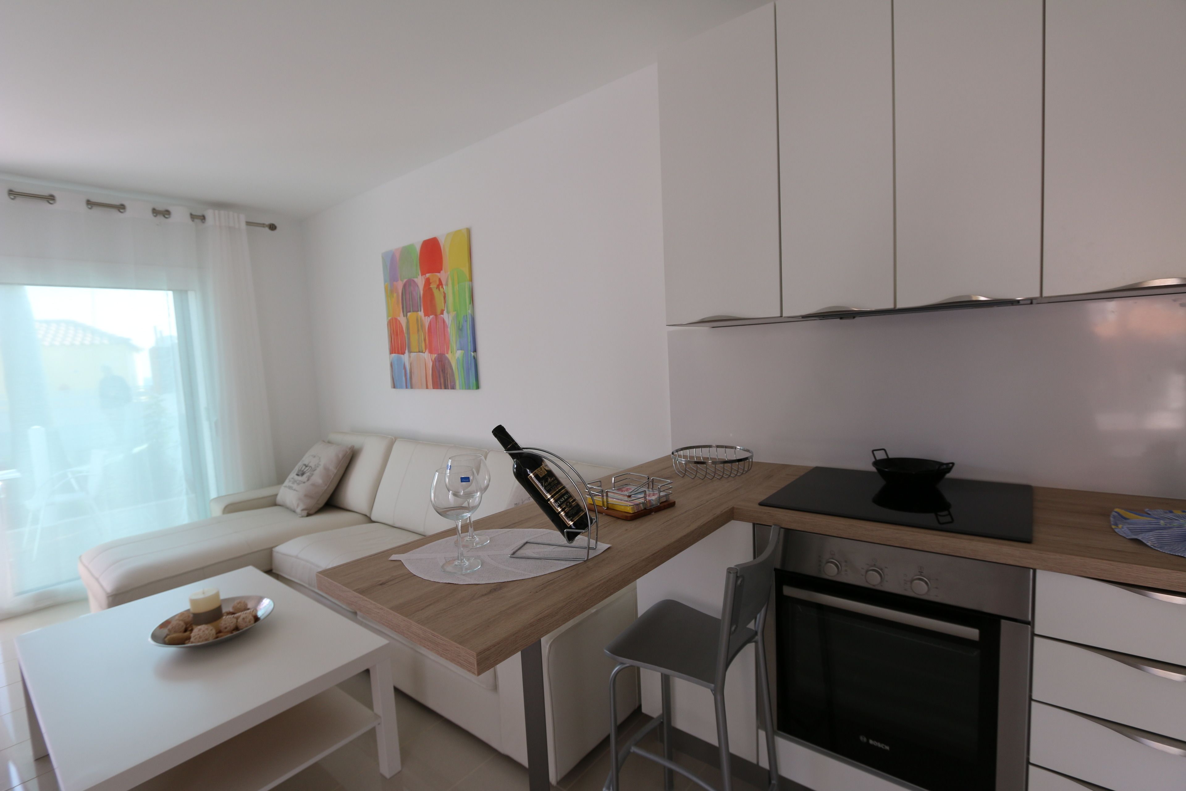 private kitchen | full-sized fridge, microwave, stovetop, electric kettle