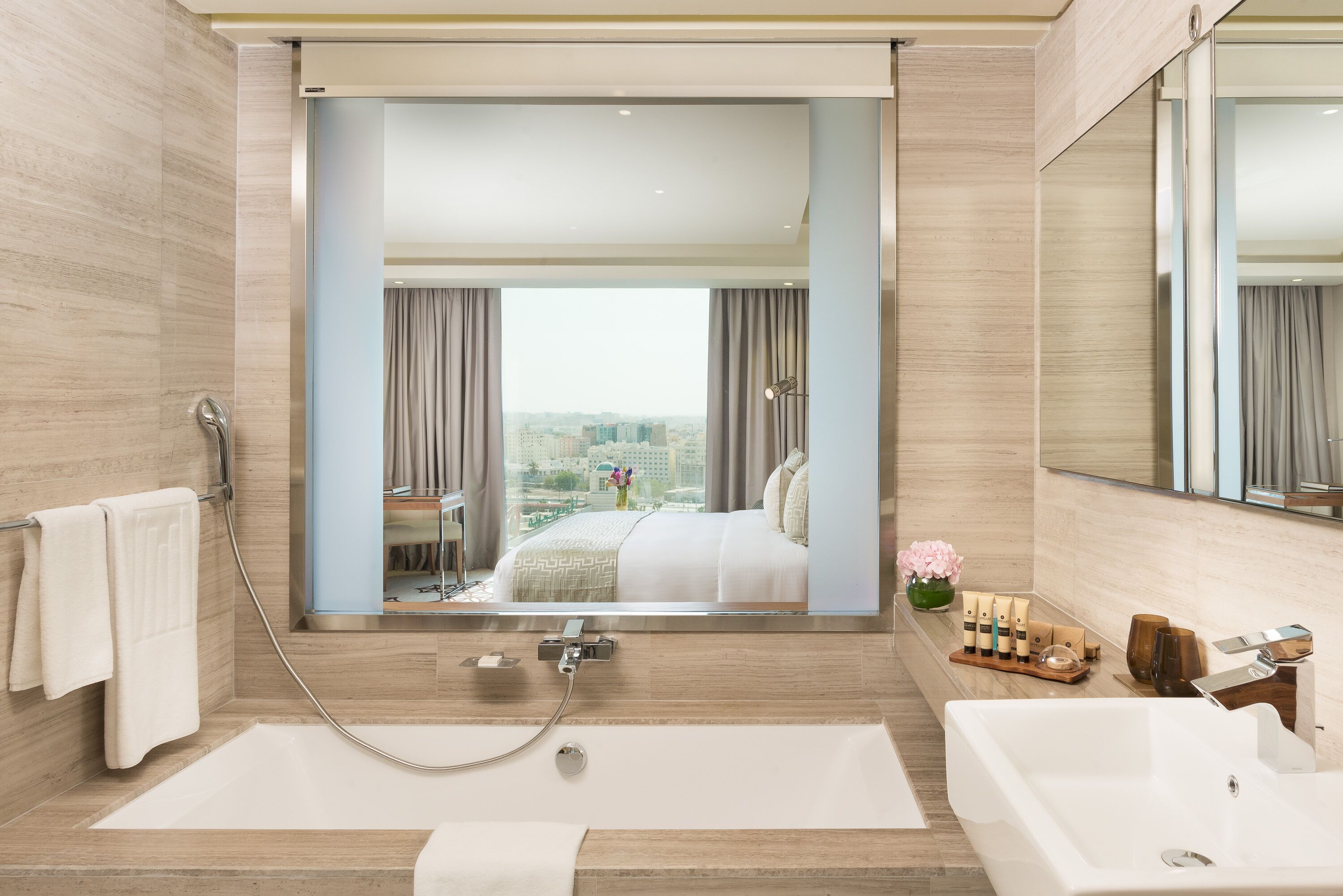 free toiletries, hair dryer, bathrobes, slippers