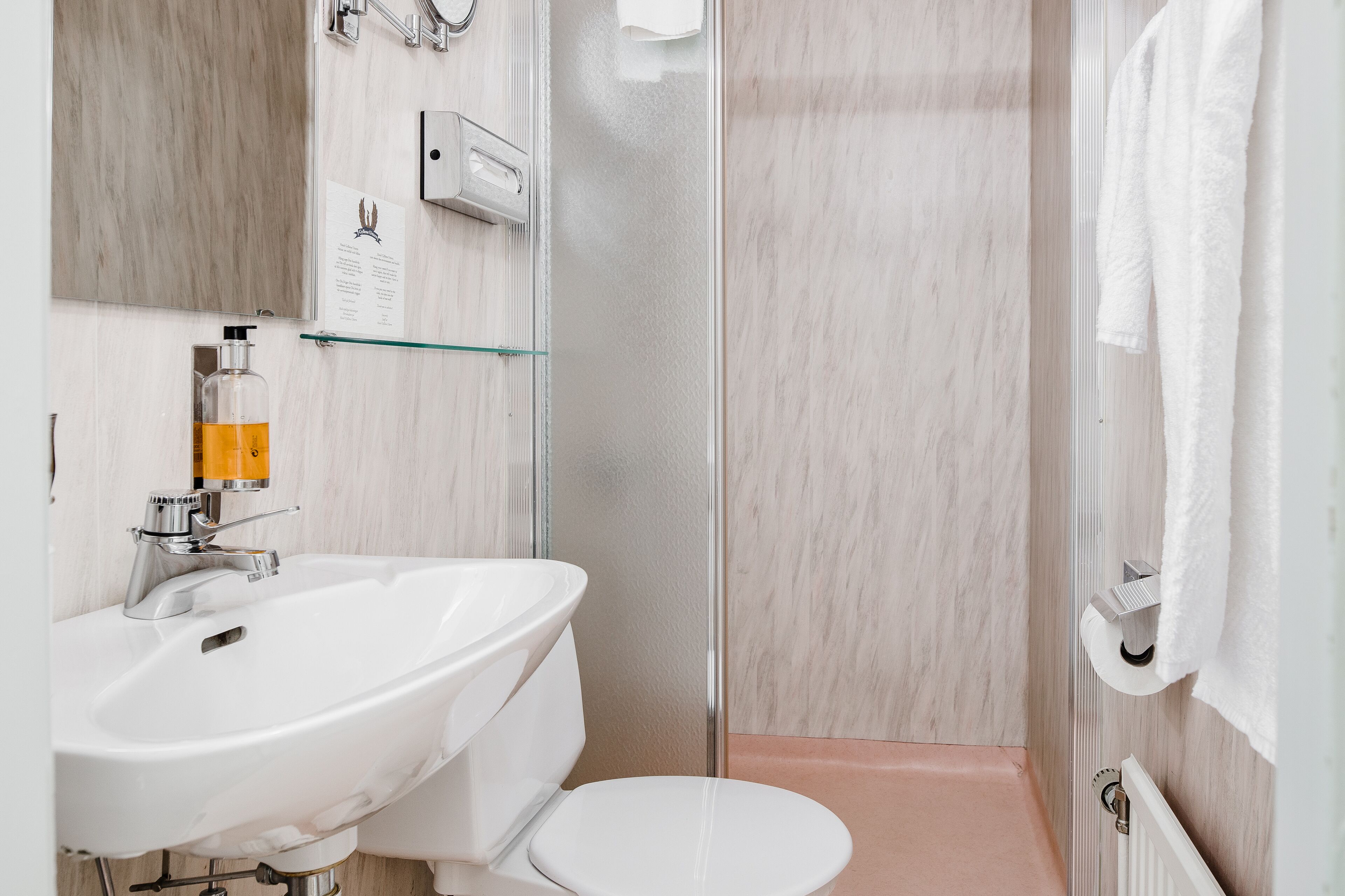 standard single room, annex building | bathroom | shower, free toiletries, towels, soap