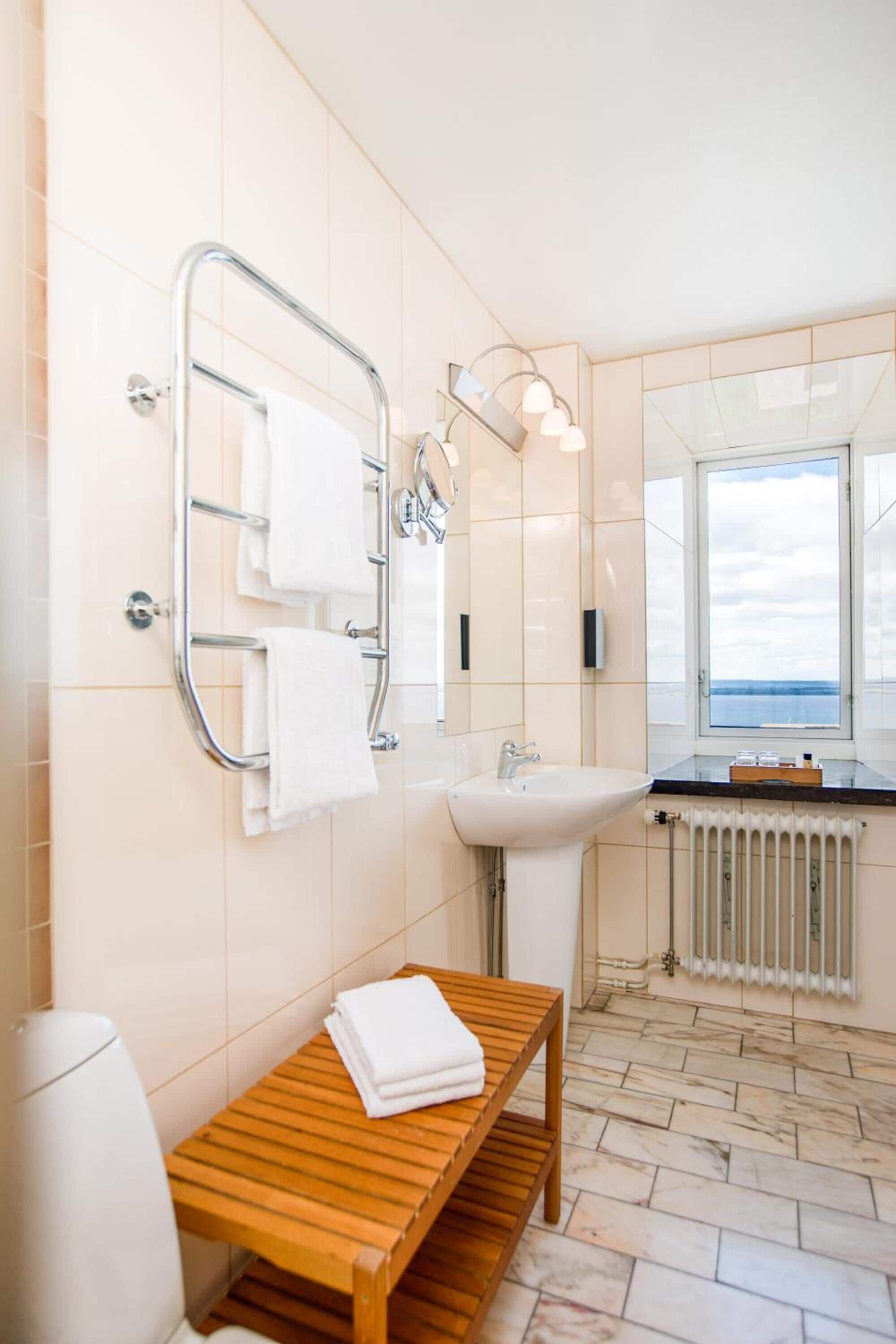 premium suite (main building) | bathroom | shower, free toiletries, towels, soap