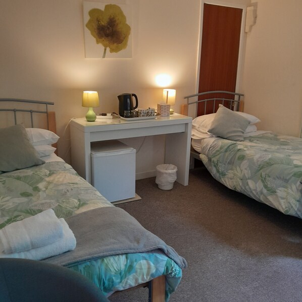Habitación con 2 camas individuales | Escritorio, wifi gratis y ropa de cama