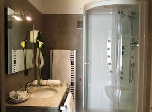 Free toiletries, hair dryer, bathrobes, bidet