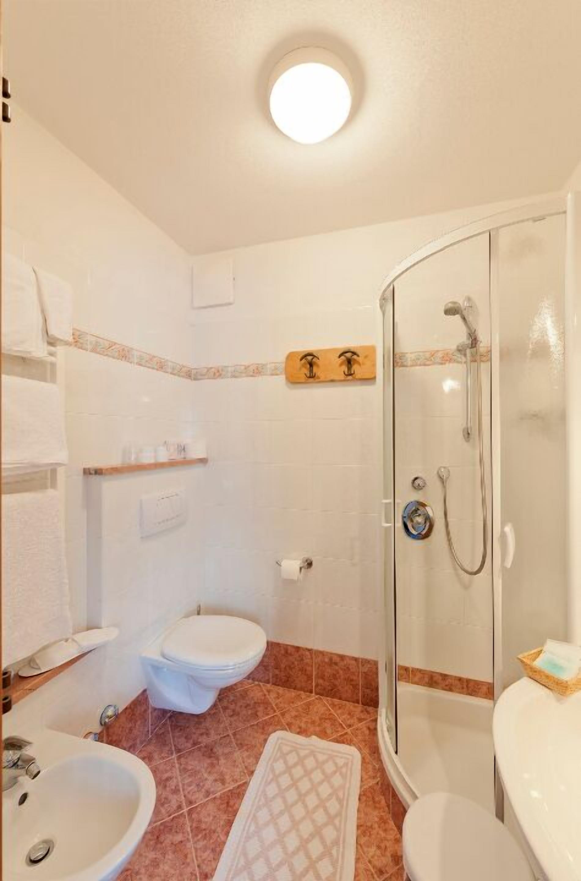 hair dryer, bidet, towels