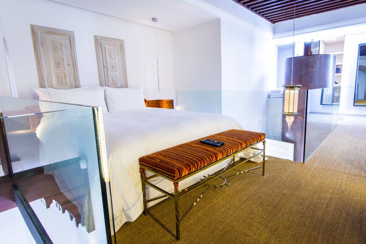 Duplex | Premium bedding, down comforters, Select Comfort beds, minibar