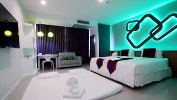 Premium bedding, free minibar items, in-room safe