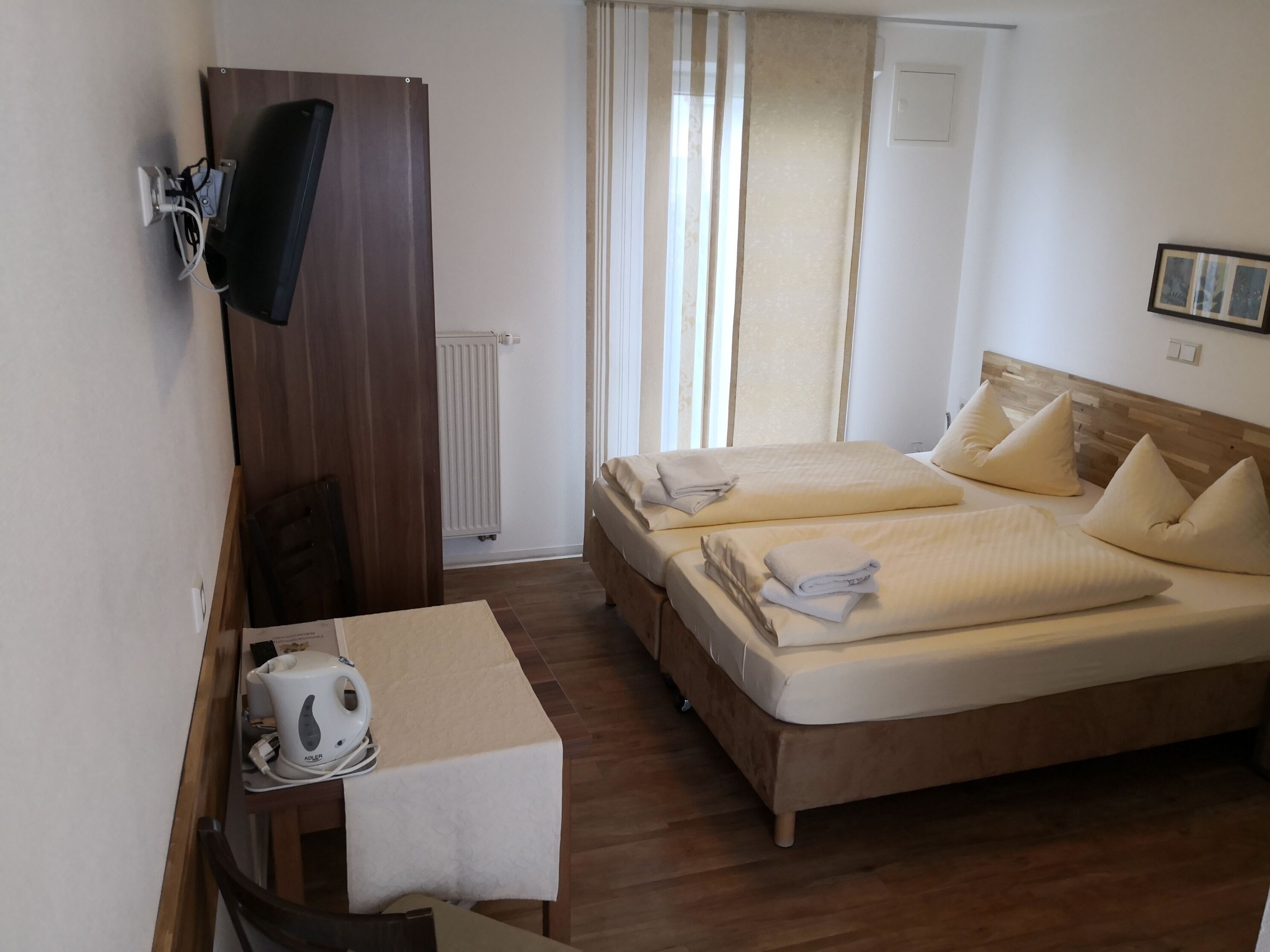 Desk, blackout curtains, iron/ironing board, free WiFi