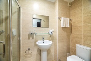 Double or Twin Room, City View | Bathroom | Shower, free toiletries, hair dryer, bathrobes - Hotel MILDOM Express (Almaty)