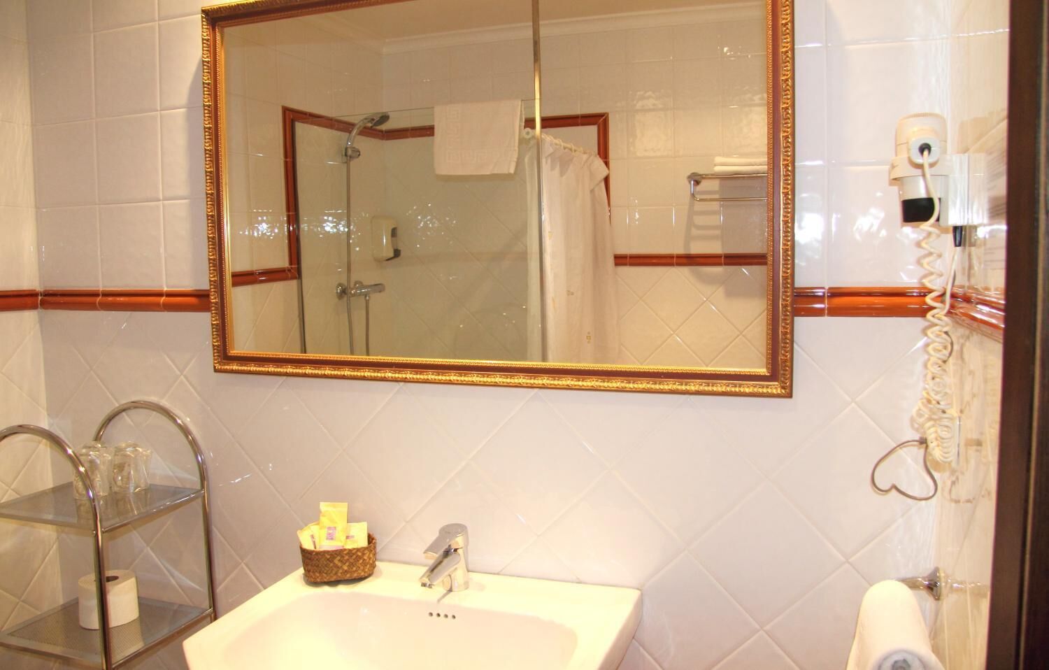 free toiletries, hair dryer, towels