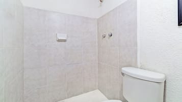 Shower, free toiletries, bidet, towels