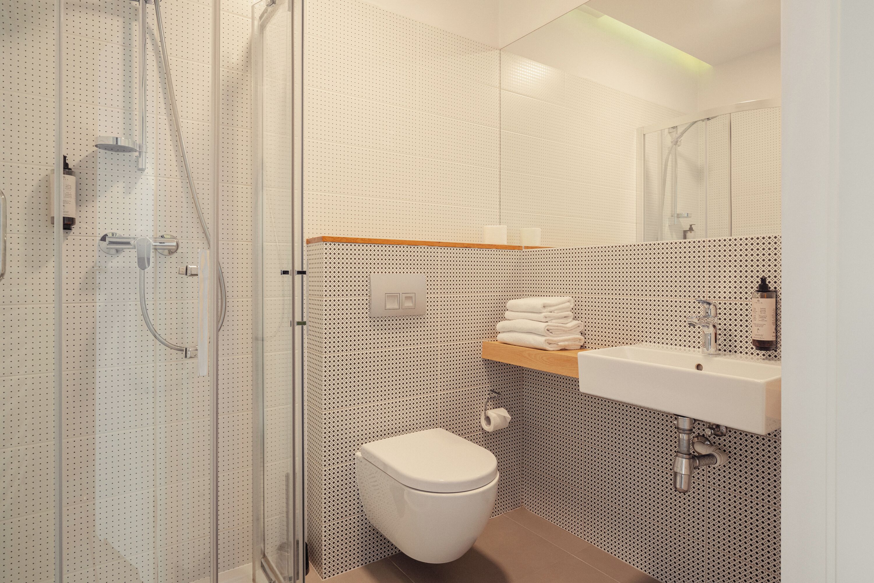 free toiletries, hair dryer, towels