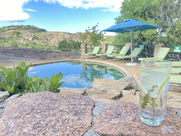 Outdoor pool, sun loungers