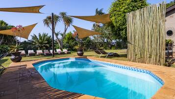 Outdoor pool, pool loungers