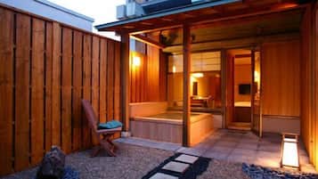 Twin Room (Private Open Air Bath, Only for Adult) | Bathroom | Shower, free toiletries, hair dryer, slippers