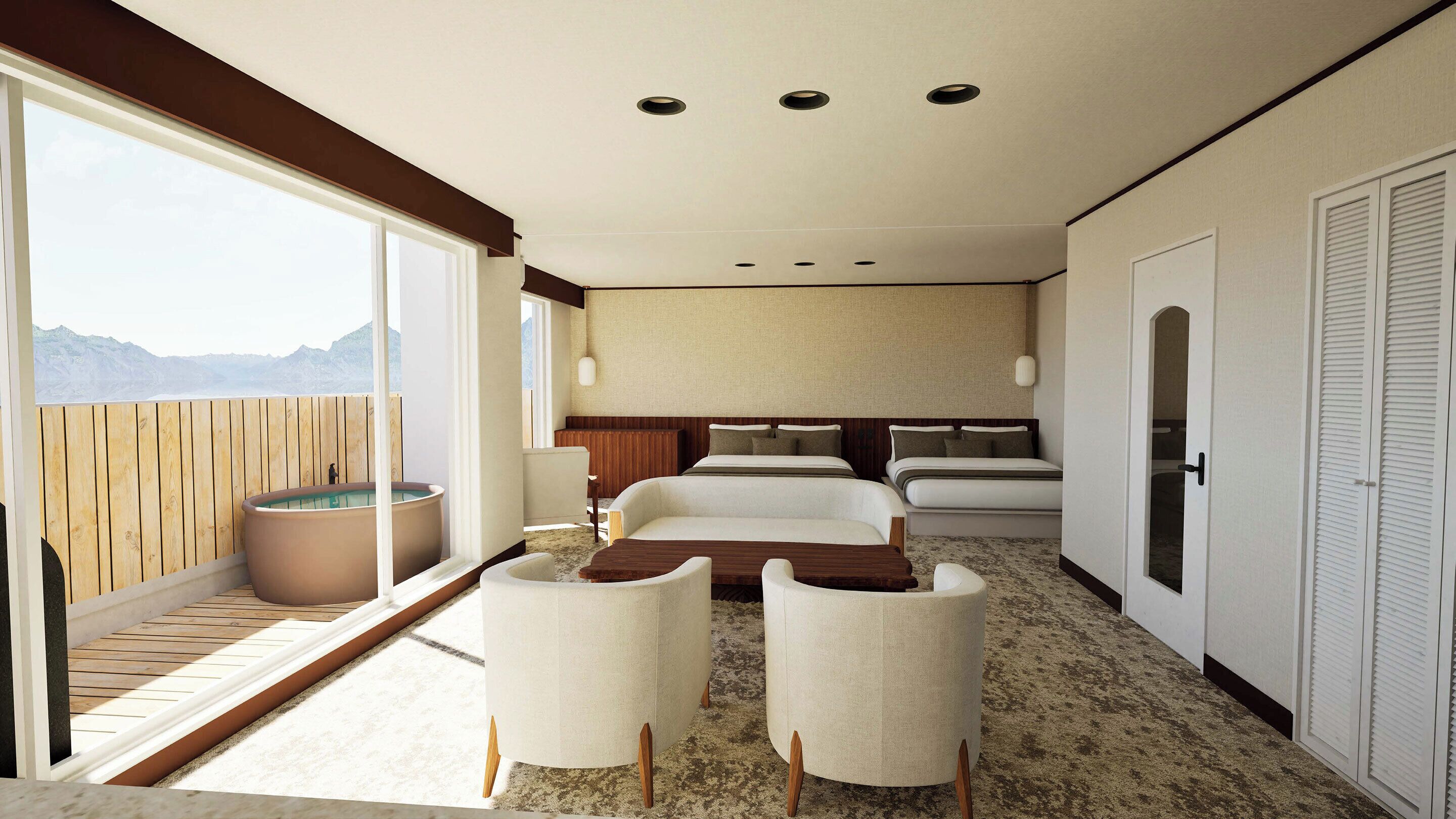 [Non-smoking] Superior Twin Room with Open-Air Bath and Indoor Bath | In-room safe, desk, free WiFi