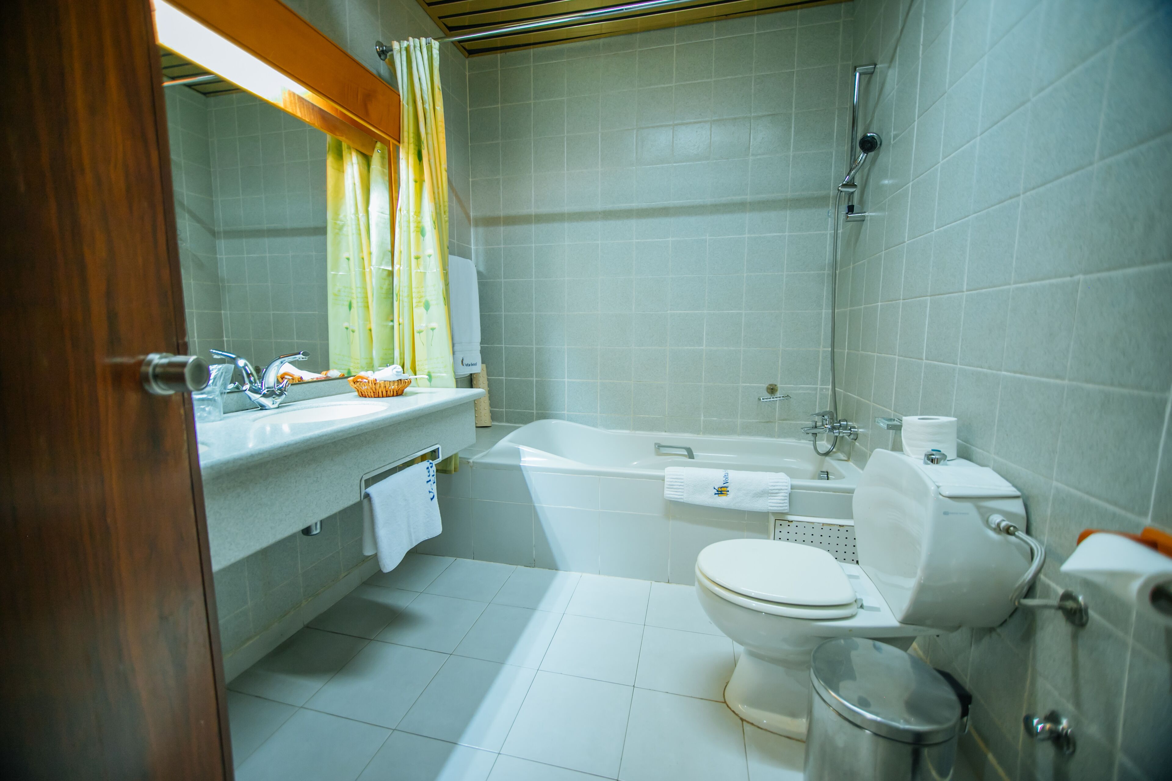 free toiletries, hair dryer, towels