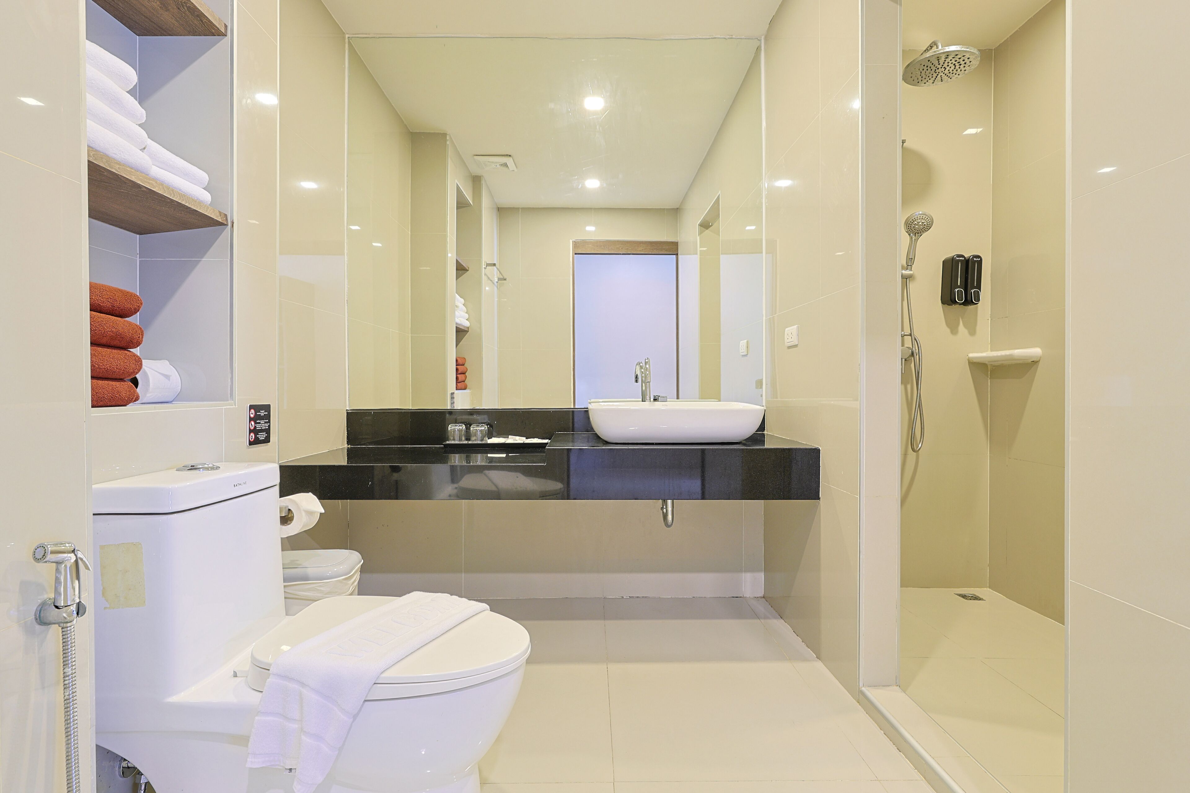 free toiletries, hair dryer, towels, soap