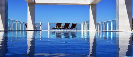 Outdoor pool, pool loungers