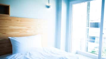 Desk, laptop workspace, blackout curtains, soundproofing