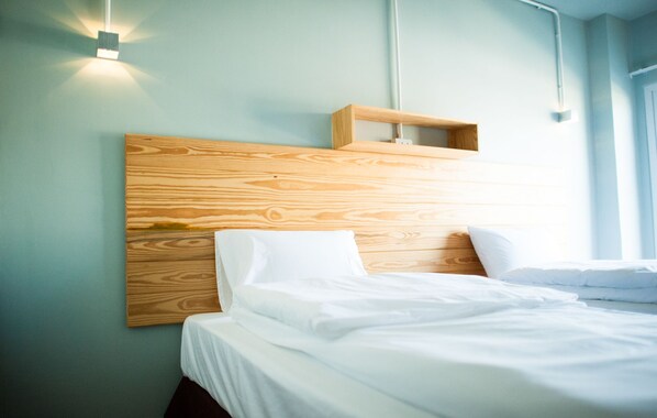 Desk, laptop workspace, blackout drapes, soundproofing