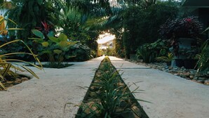 A pathway lined with plants leading to a building entrance. - Le Pes Villas (Khanom)